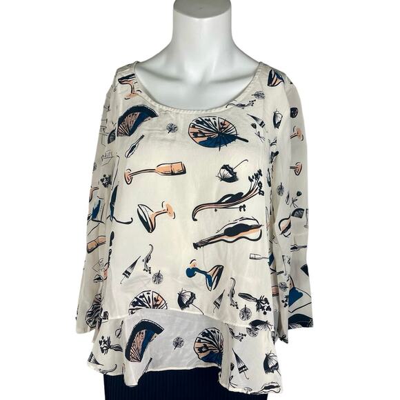 Maeve Tops - Maeve Anthropologie Women's Blouse Size 6 Cream Printed 100% Silk